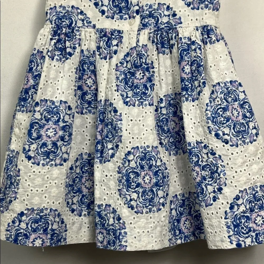 Janie and Jack White and blue floral eyelet dress size 2T